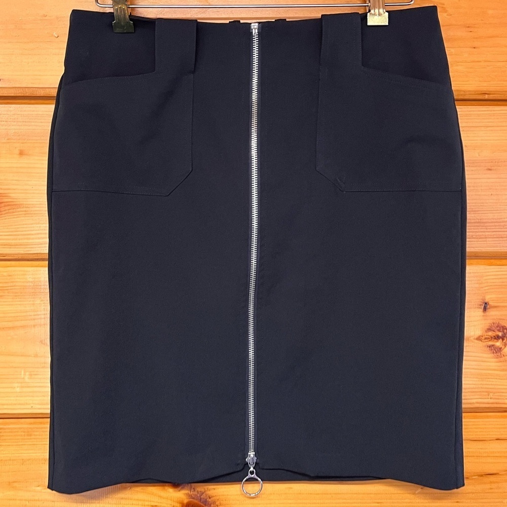 Hot Kiss Front Zip Black Stretchy Mini Skirt Womens Size 9